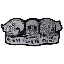 PL5928 See No Evil Speak No Evil Hear No Evil Skull Large Embroidered Patches The Cheap Place