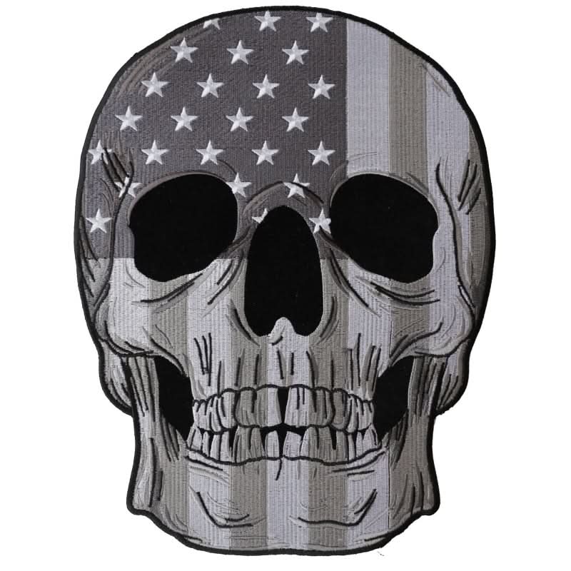 PL6031 Skull Subdued American Flag Embroidered Iron on Patch Patches The Cheap Place
