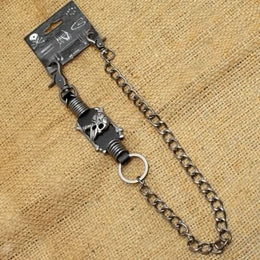 WA-WC7035 Wallet Chain with a skull metal rings and leather designs Wallet Chains/Key Leash Renegade Classics