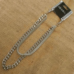 WA-WC770W Chrome Wallet Chain with double chain, mesh and medium link Wallet Chains/Key Leash Renegade Classics