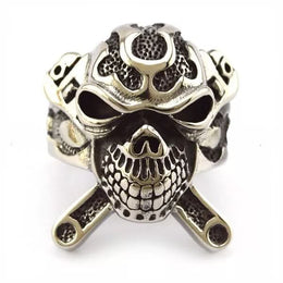 R3001 Stainless Steel X Skull Biker Ring Rings Renegade Classics