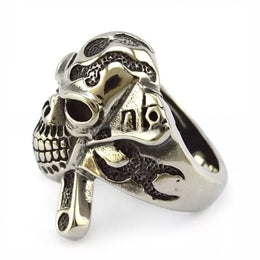 R3001 Stainless Steel X Skull Biker Ring Rings Renegade Classics