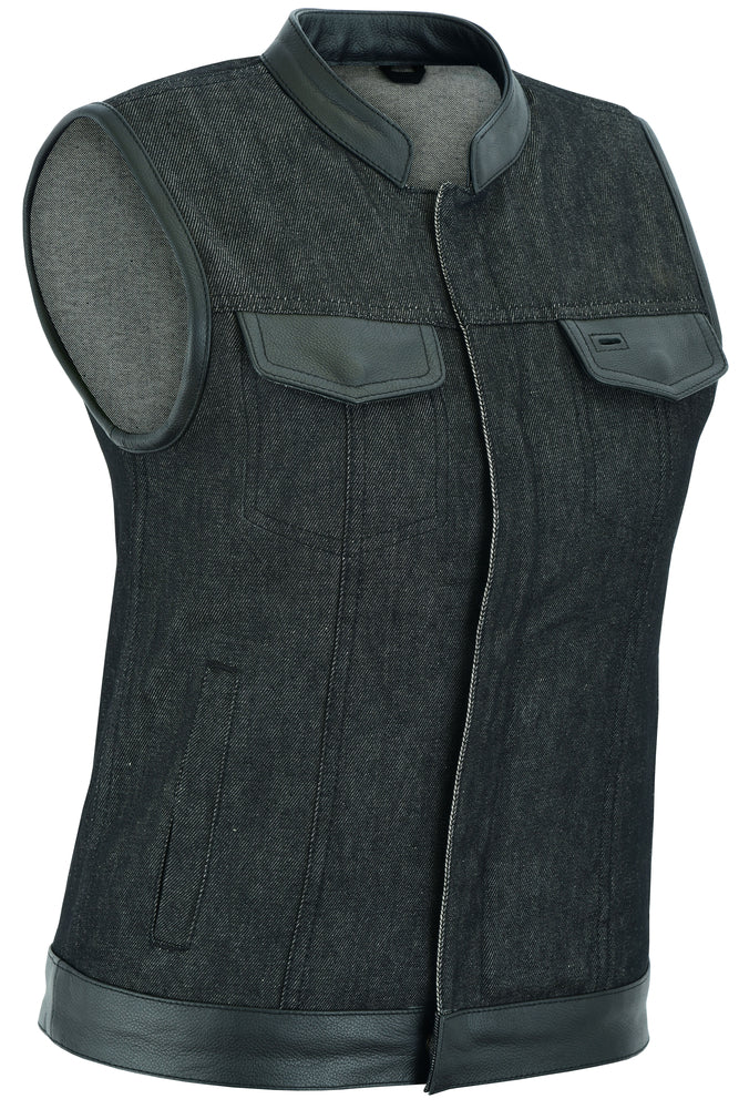 Wildfire Black womens denim vest Women's Denim Vests Renegade Classics