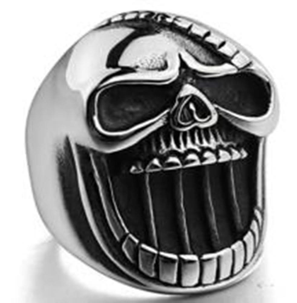 R101 Stainless Steel Big Face Skull Biker Ring Rings Renegade Classics