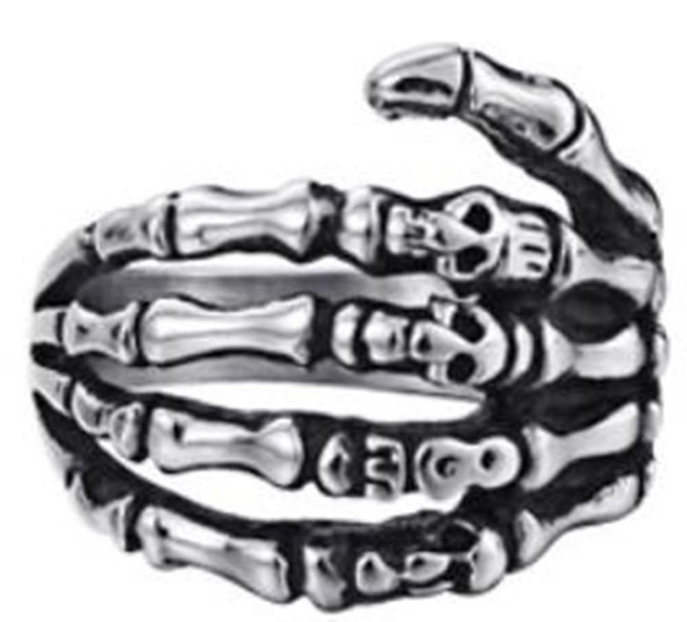 R104 Stainless Steel Skull Fingers Biker Ring Rings Renegade Classics