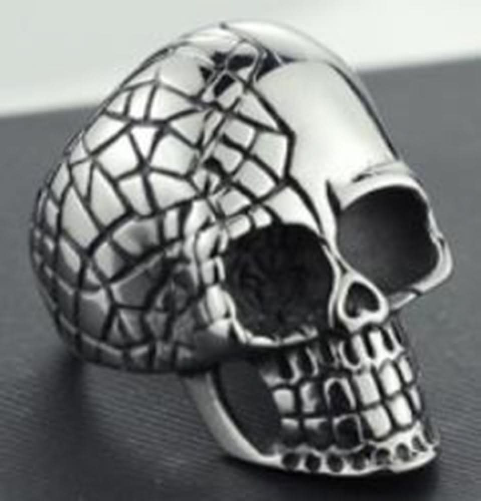 R109 Stainless Steel Cracked Skull Biker Ring Rings Renegade Classics