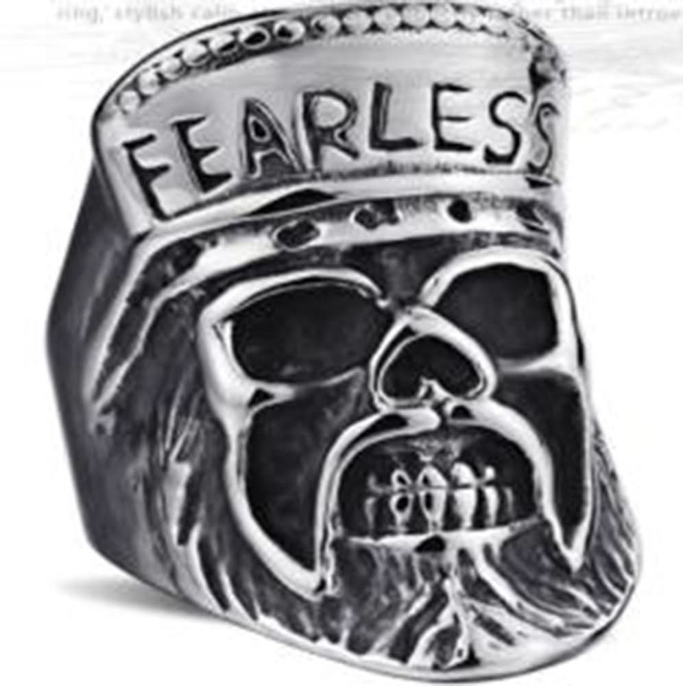 R110 Stainless Steel Fearless Skull Biker Ring Rings Renegade Classics
