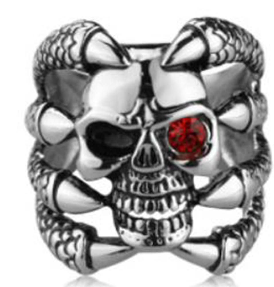 R112 Stainless Steel Claw Face Skull Biker Ring Rings Renegade Classics