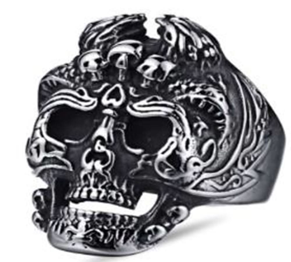 R114 Stainless Steel Skelator Skull Face Biker Ring Rings Renegade Classics