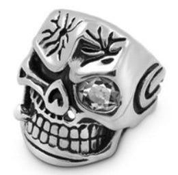 R117 Stainless Steel Smash Face Skull Biker Ring Rings Renegade Classics