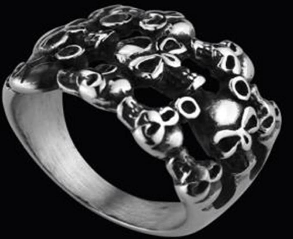 R118 Stainless Steel Many Face Skull Biker Ring Rings Renegade Classics