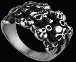 R118 Stainless Steel Many Face Skull Biker Ring Rings Renegade Classics