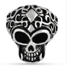 R127 Stainless Steel Big Brain Skull Biker Ring Rings Renegade Classics