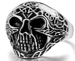 R131 Stainless Steel Forward Face Skull Biker Ring Rings Renegade Classics