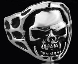 R132 Stainless Steel Open Face Skull Biker Ring Rings Renegade Classics