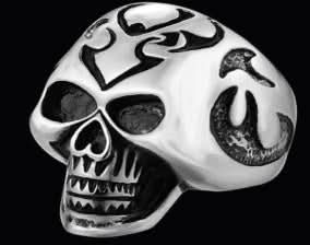 R137 Stainless Steel Big Head Skull Biker Ring Rings Renegade Classics