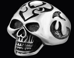 R137 Stainless Steel Big Head Skull Biker Ring Rings Renegade Classics