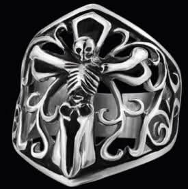 R138 Stainless Steel Skeleton Skull Biker Ring Rings Renegade Classics