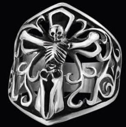 R138 Stainless Steel Skeleton Skull Biker Ring Rings Renegade Classics