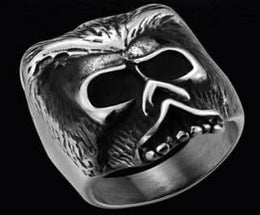 R140 Stainless Steel Bearded Skull Biker Ring Rings Renegade Classics
