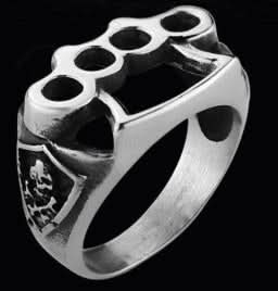 R152 Stainless Steel Brass Knuckles Biker Ring Rings Renegade Classics
