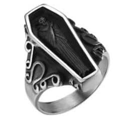 R154 Stainless Steel Coffin Biker Ring Rings Renegade Classics