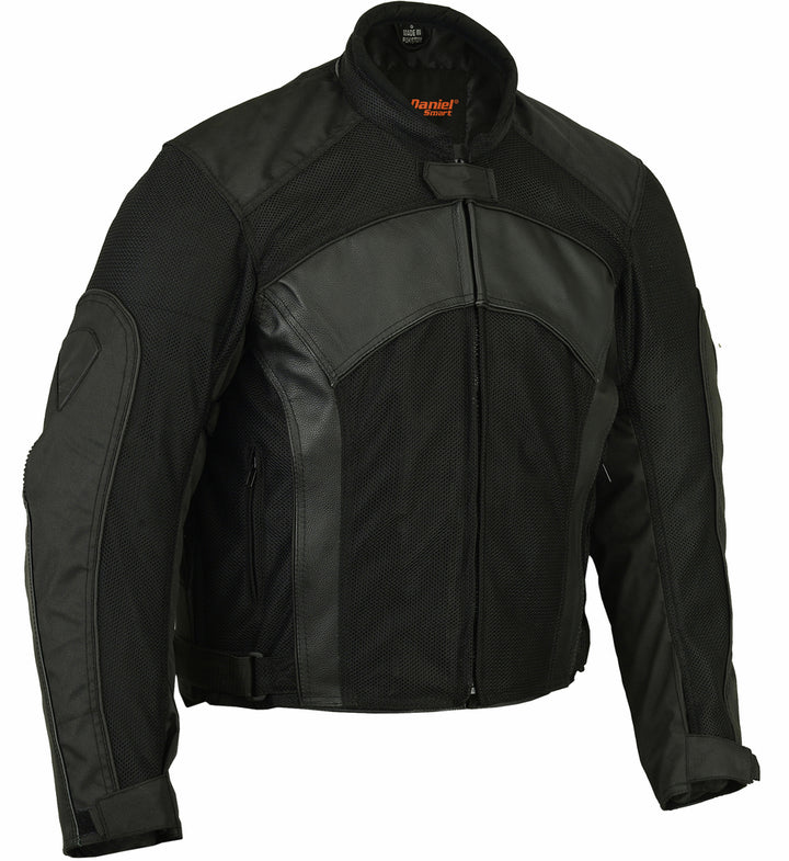 Flow Skin Mens Leather & Mesh Motorcycle Jacket