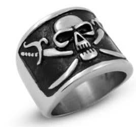 R159 Stainless Steel Pirate Symbol Skull Biker Ring Rings Renegade Classics