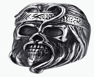 R167 Stainless Steel Anarchy Skull Face Biker Ring Rings Renegade Classics