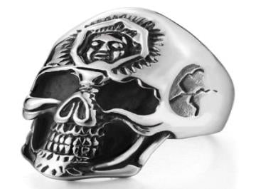 R182 Stainless Steel 3rd Eye Skull Biker Ring
