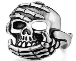 R183 Stainless Steel Hand Held Skull Biker Ring Rings Renegade Classics