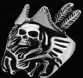 R189 Stainless Steel Pirate Hat Skull Face Biker Ring Rings Renegade Classics