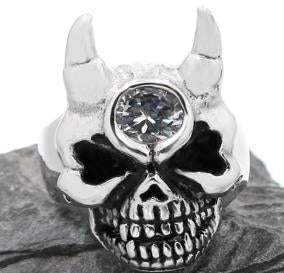 R190 Stainless Steel Diamond Eye Skull Face Biker Ring Rings Renegade Classics