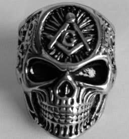 R191 Stainless Steel All Seeing Eye Skull Face Biker Ring Rings Renegade Classics