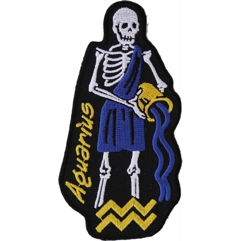 P5480 Aquarius Skull Zodiac Sign Patch Patches The Cheap Place