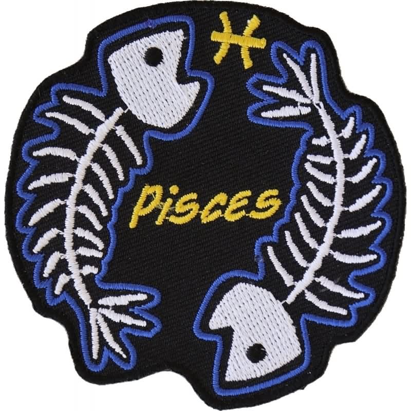 P5473 Pisces Skull Zodiac Sign Patch Patches The Cheap Place