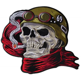 PL6016 Biker Skull Embroidered Iron on Patch Patches The Cheap Place