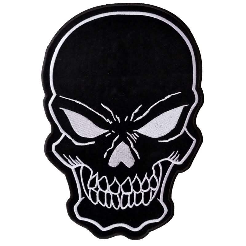 PL3422 Black Skull Embroidered Iron on Patch Patches The Cheap Place