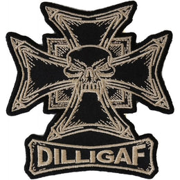 P2651 Dilligaf Skull Biker Patch Patches The Cheap Place