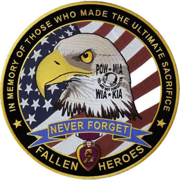 PL6566 Fallen Heroes POW MIA WIA KIA Memorial Large Iron on Patch Patches The Cheap Place