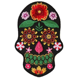 P6157 Flower Skull Black Patch Patches The Cheap Place