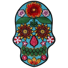 P6152 Flower Skull Blue Patch Patches The Cheap Place