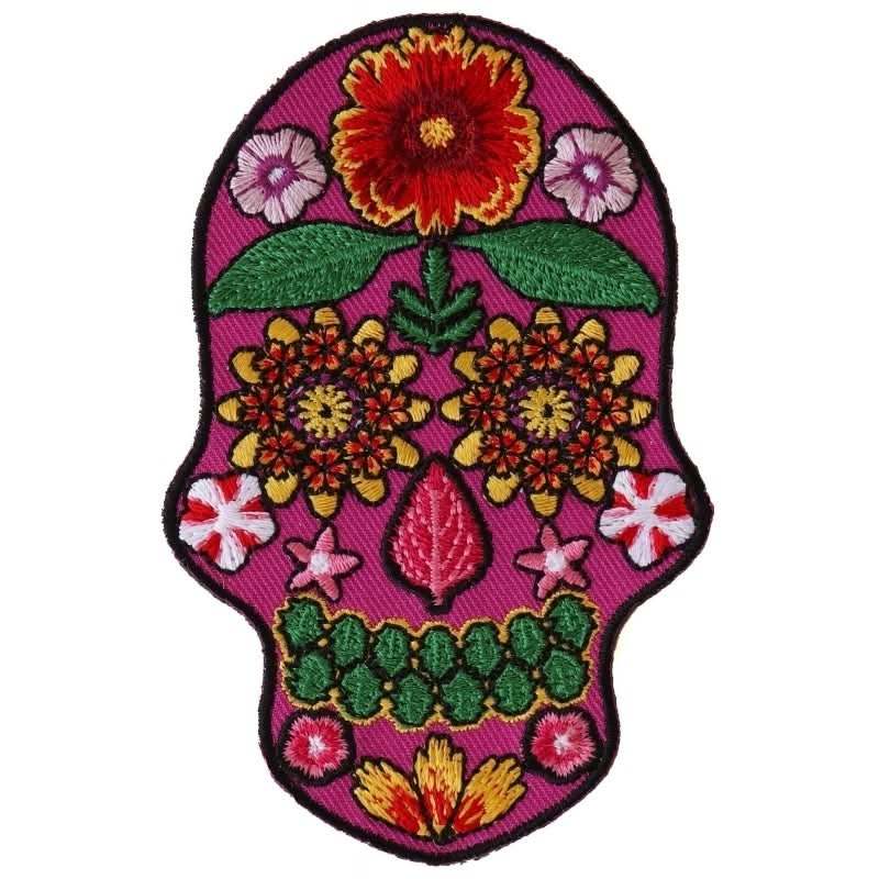 P6156 Flower Skull Pink Patch Patches The Cheap Place