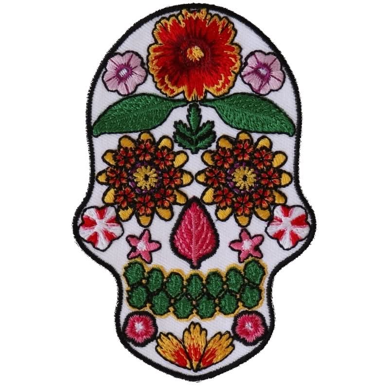 P6154 Flower Skull White Patch Patches The Cheap Place