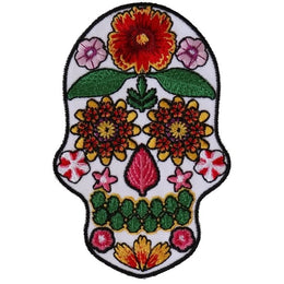 P6154 Flower Skull White Patch Patches The Cheap Place