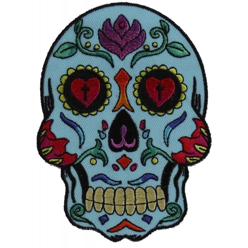 P5984 Sugar Skull Blue Patch Patches The Cheap Place