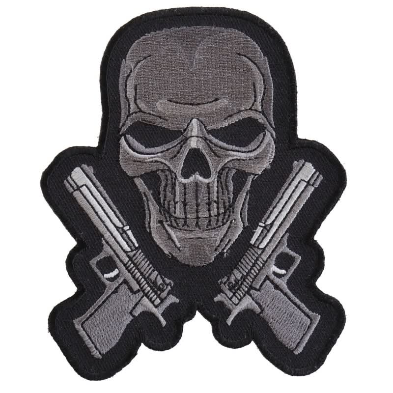 P4960 Guns and Skull Chrome Patch Patches The Cheap Place