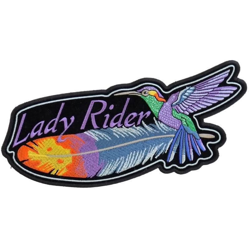 PL5824 Hummingbird Lady Rider Feather Embroidered Iron on Patch Patches The Cheap Place