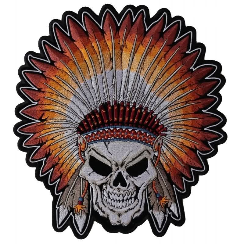 PL4666 Indian Headdress Skull Embroidered Iron on Patch Patches The Cheap Place