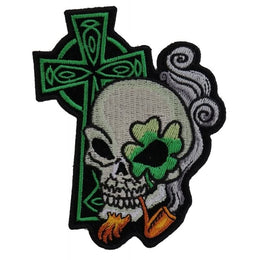 P5131 Irish Skull Cross Smoking Pipe Small Patch Patches The Cheap Place